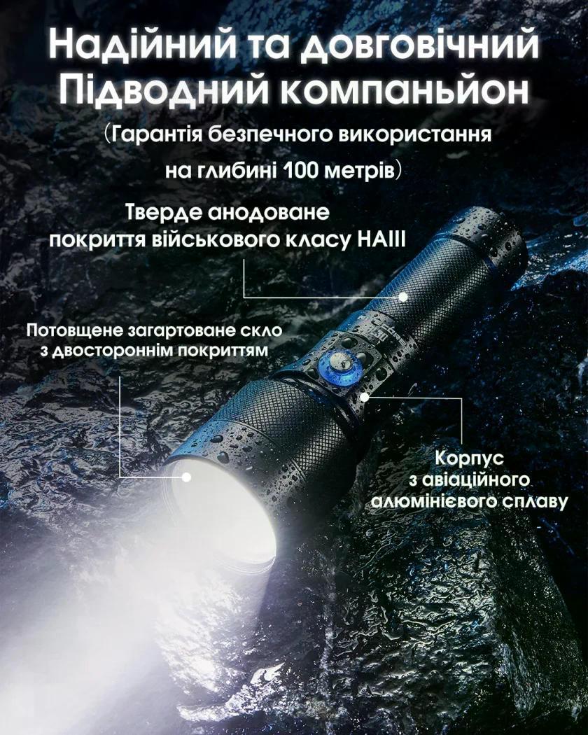 Ліхтар для дайвінгу Nitecore DL30 1100 lm USB-C 788 м (27831950) - фото 5
