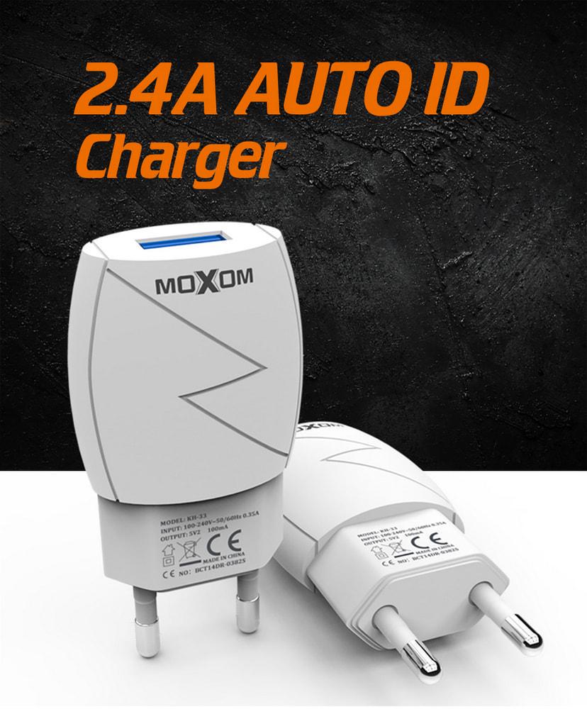 Зарядний пристрій Moxom KH-34 кабель microUSB 2,4A White (34888) - фото 2