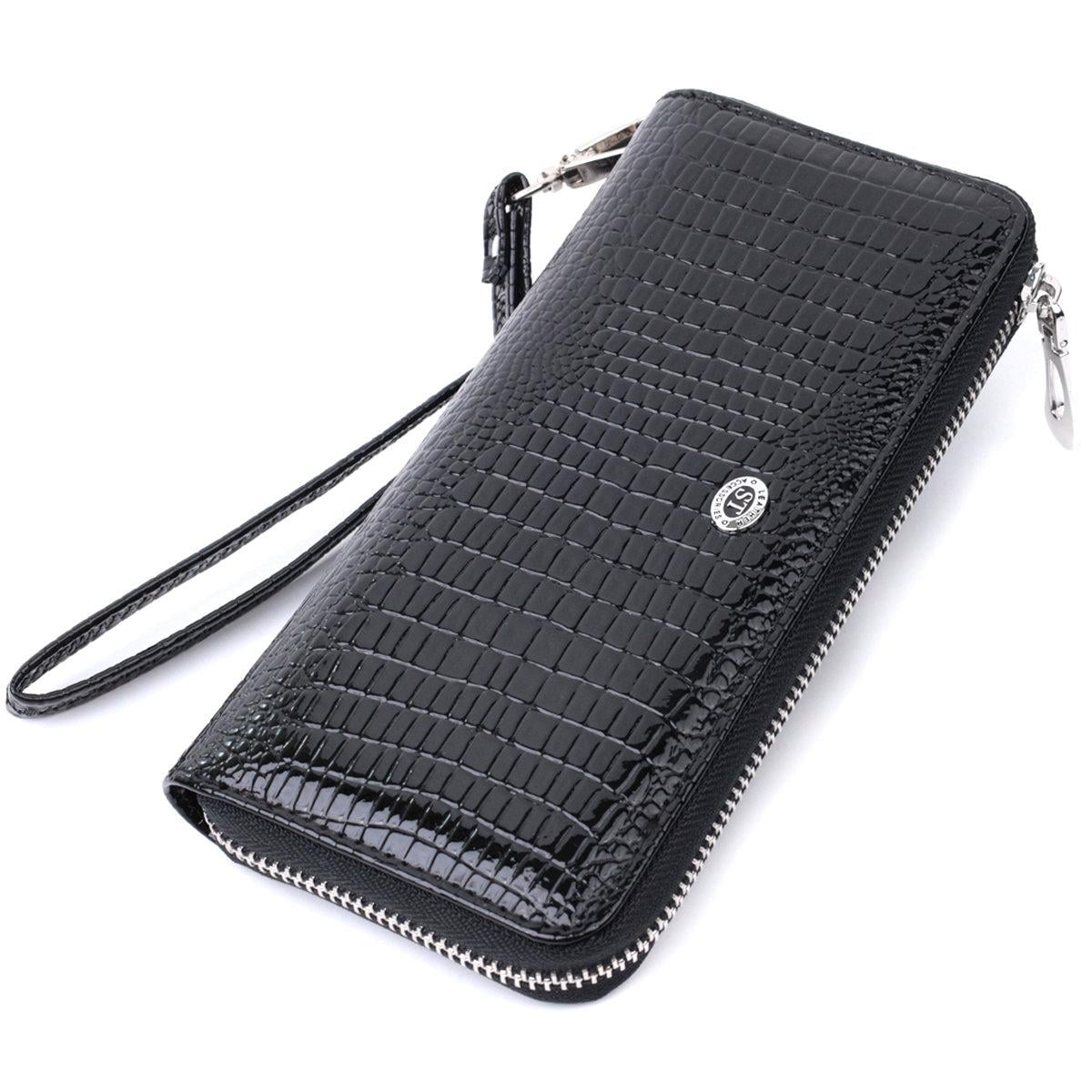 Кошелек ST Leather 22678 лакированный из натуральной кожи Черный (168-136-22678)