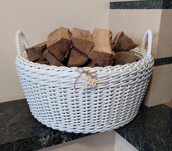 Корзина с ручками для дров из искусственного ротанга ручной работы 45 л Белый (133001) - фото 3 Корзина с ручками для дров из искусственного ротанга ручной работы 45 л Белый (133001) - фото 3