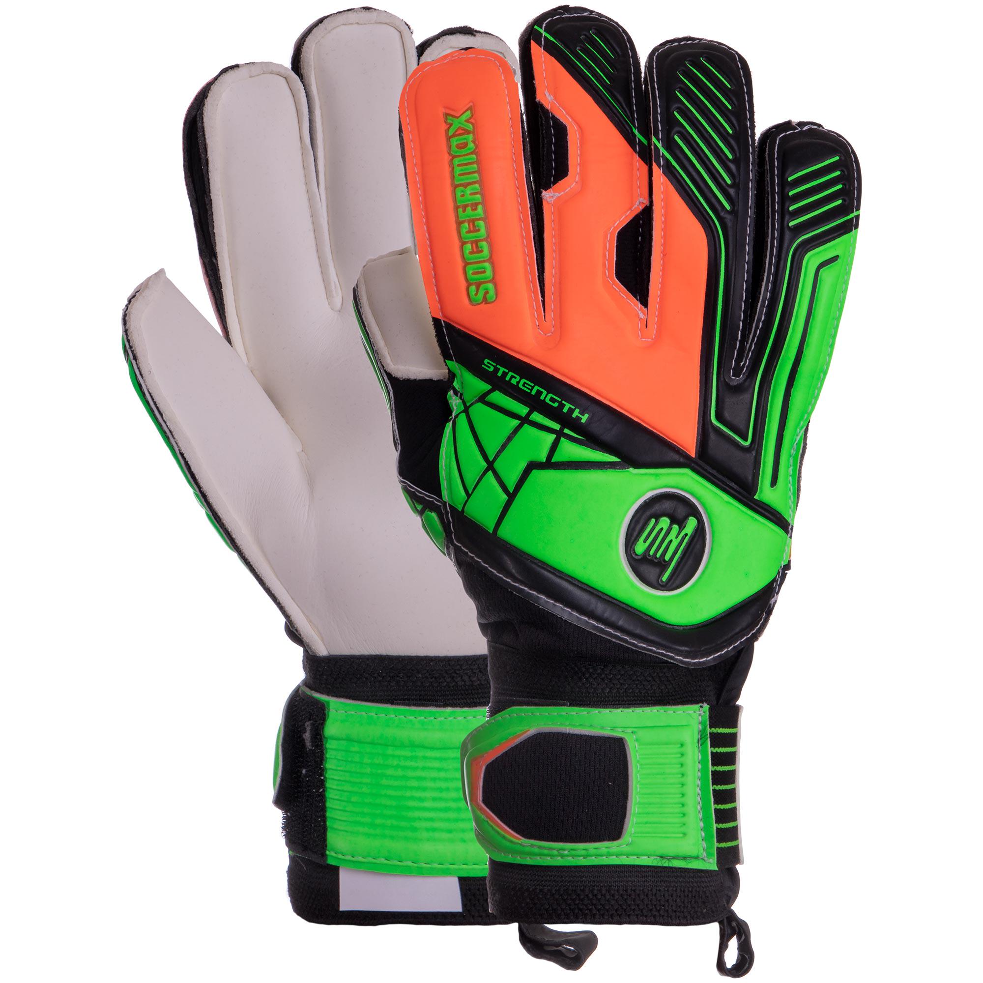 Воротарські рукавиці Zelart SOCCERMAX GK-009 р. 10 Салатовий/Помаранчевий/Чорний (DR007769)