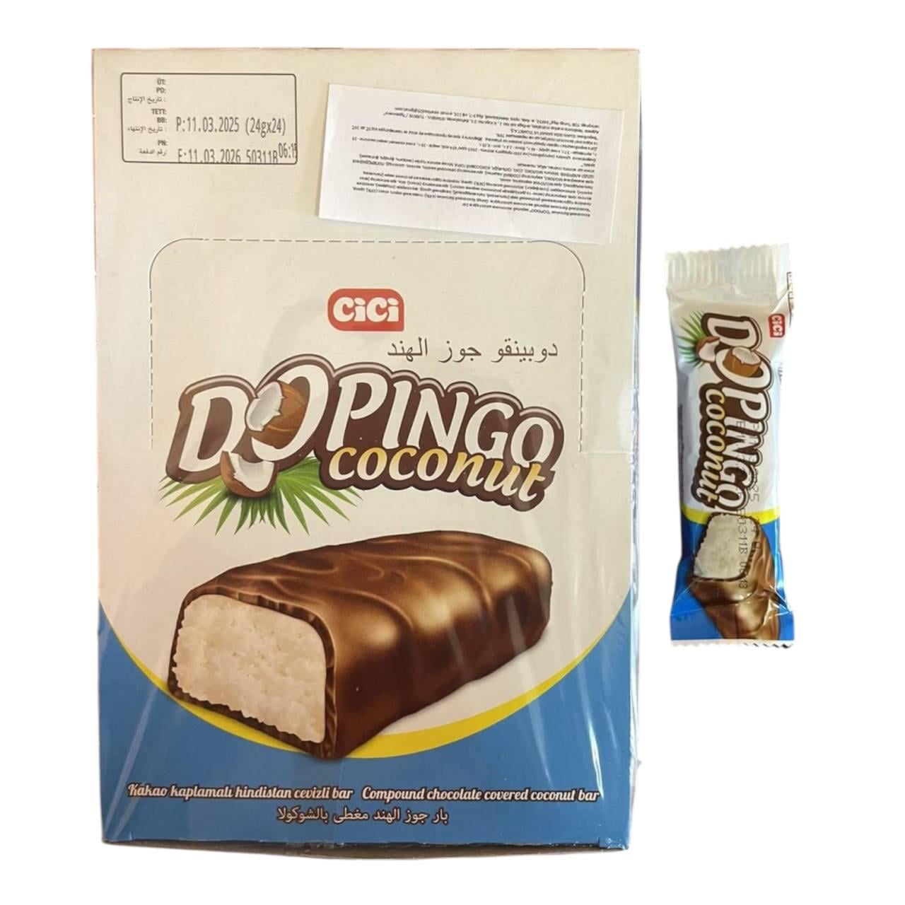 Батончики шоколадные Cici DOPINGO Coconut с кокосом 24 шт. 24 г (00000006465)