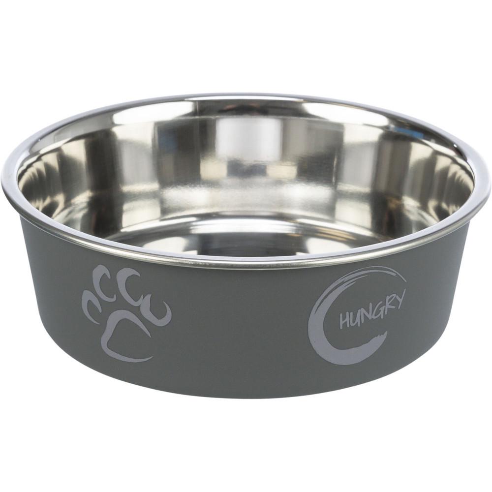 Миска Trixie для кошек из нержавеющей стали и пластиковым покрытием 0,8 л 17 см. Светло-серый (4011905252438_2)