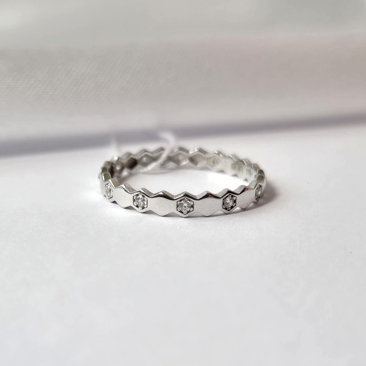 Кольцо женское серебряное с белым камнем р.17 925 пробы