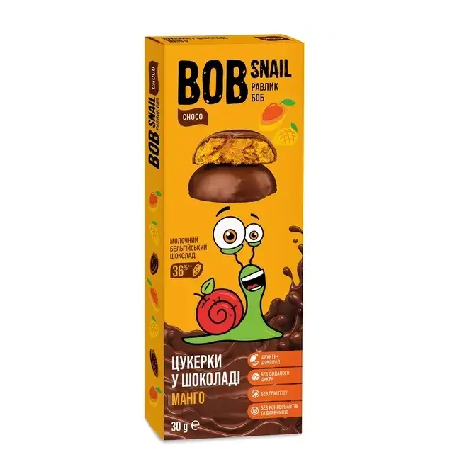 Цукерки Манго у бельгійському молочному шоколаді Bob Snail 30 г