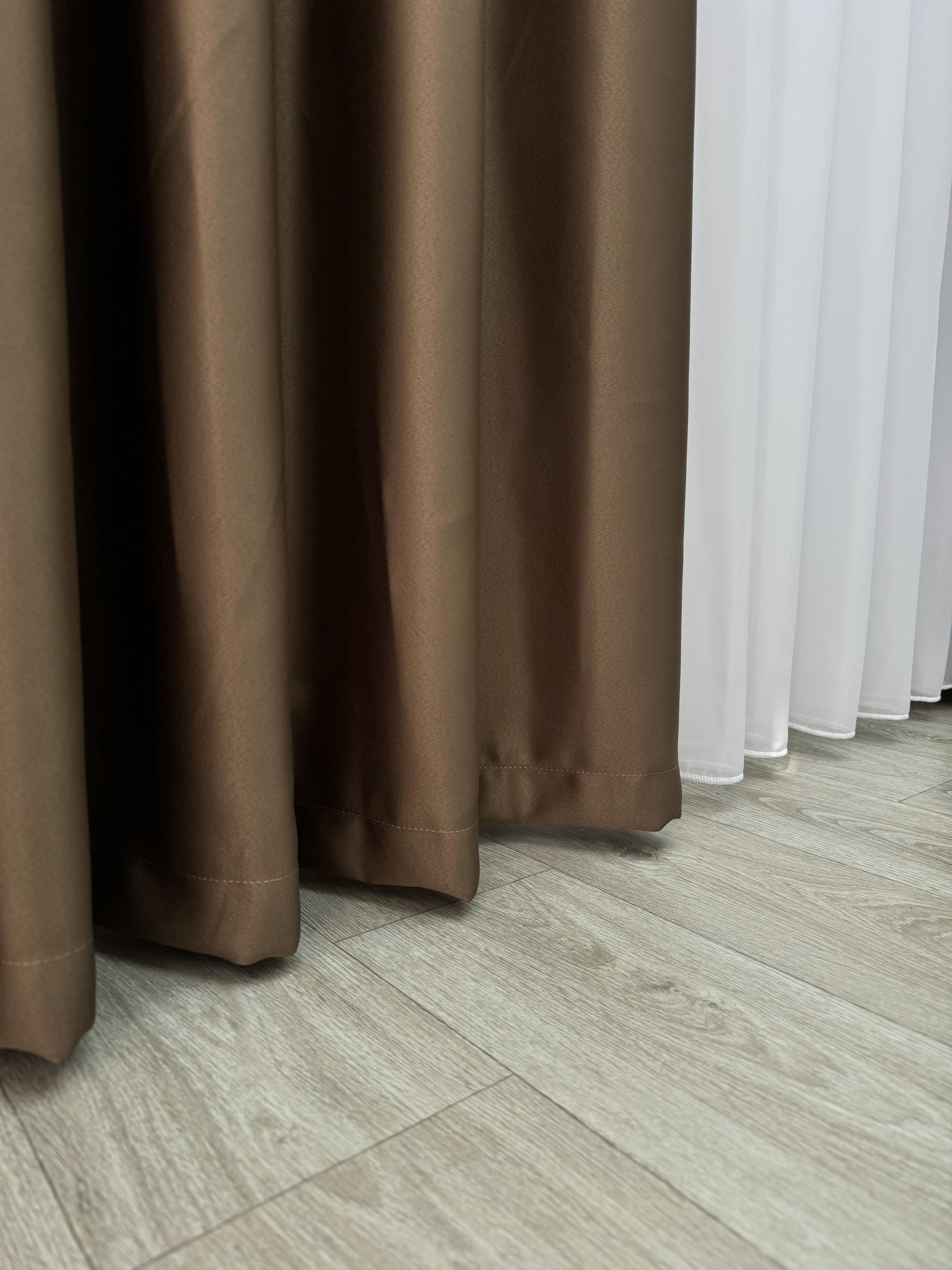 Штора блекаут на тесьме 6 см 300х260 см Коричневый (11909416) - фото 8