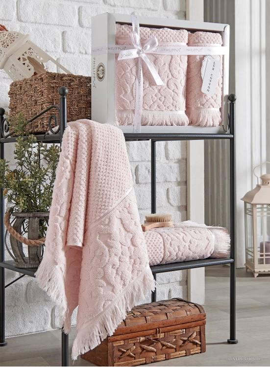 Набор полотенец с бахромой 2 шт. Розовый (70359) - фото 2 Набор полотенец с бахромой 2 шт. Розовый (70359) - фото 2