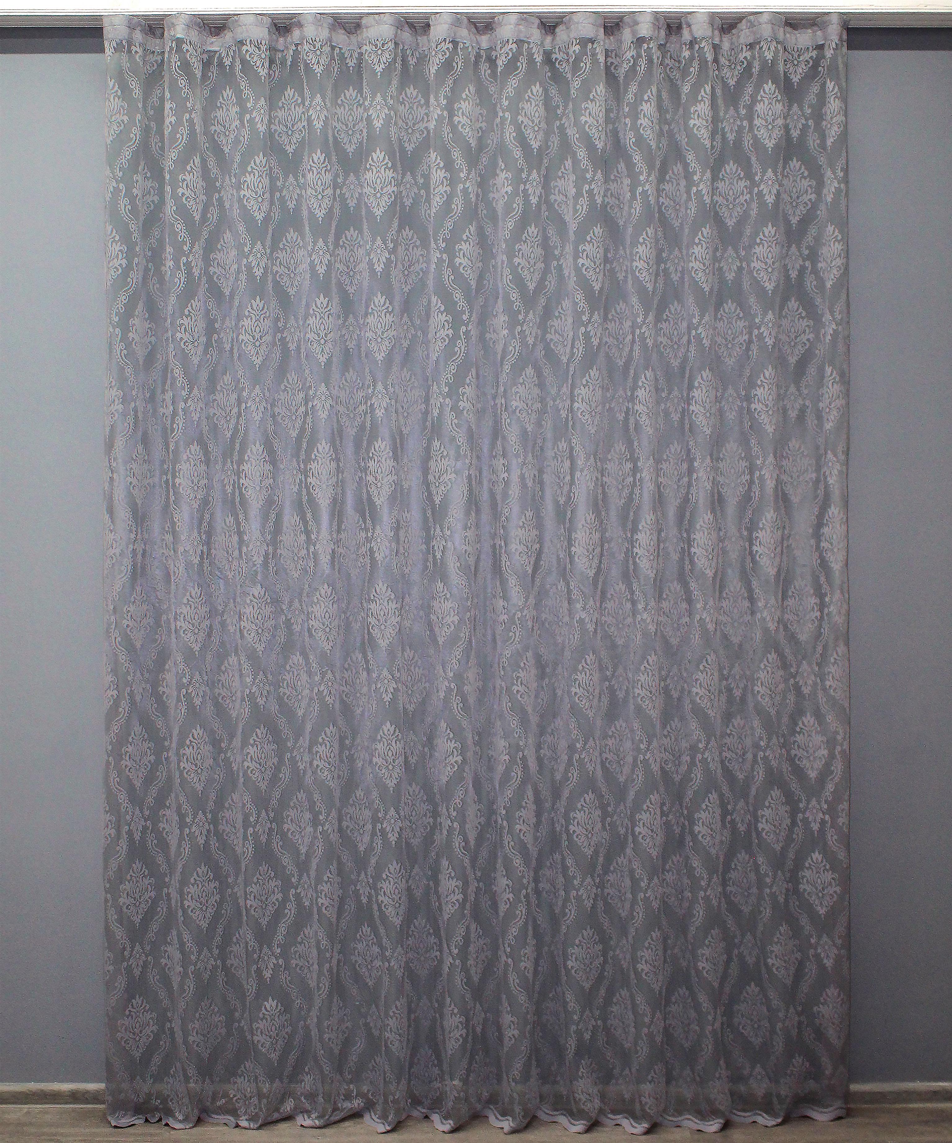 Тюль VR-Textil 1371т Корона Жаккард 300х270 см Серый (42-0110)
