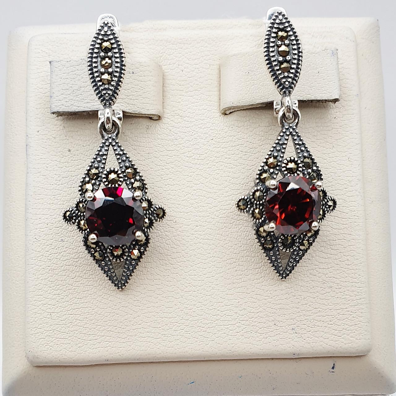 Серебряные серьги с гранатом 8,77 г (2732597390)