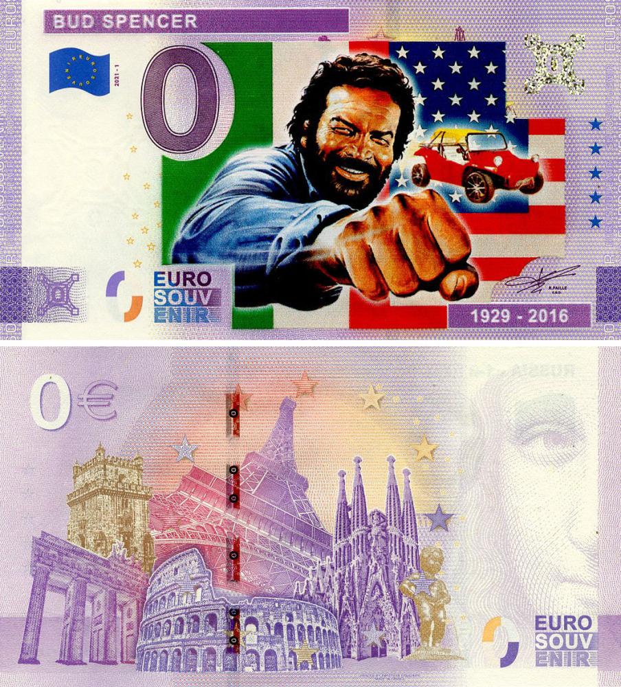 Банкнота колекційна Італія 0 ЄВРО 2021 UNC Bud Spencer