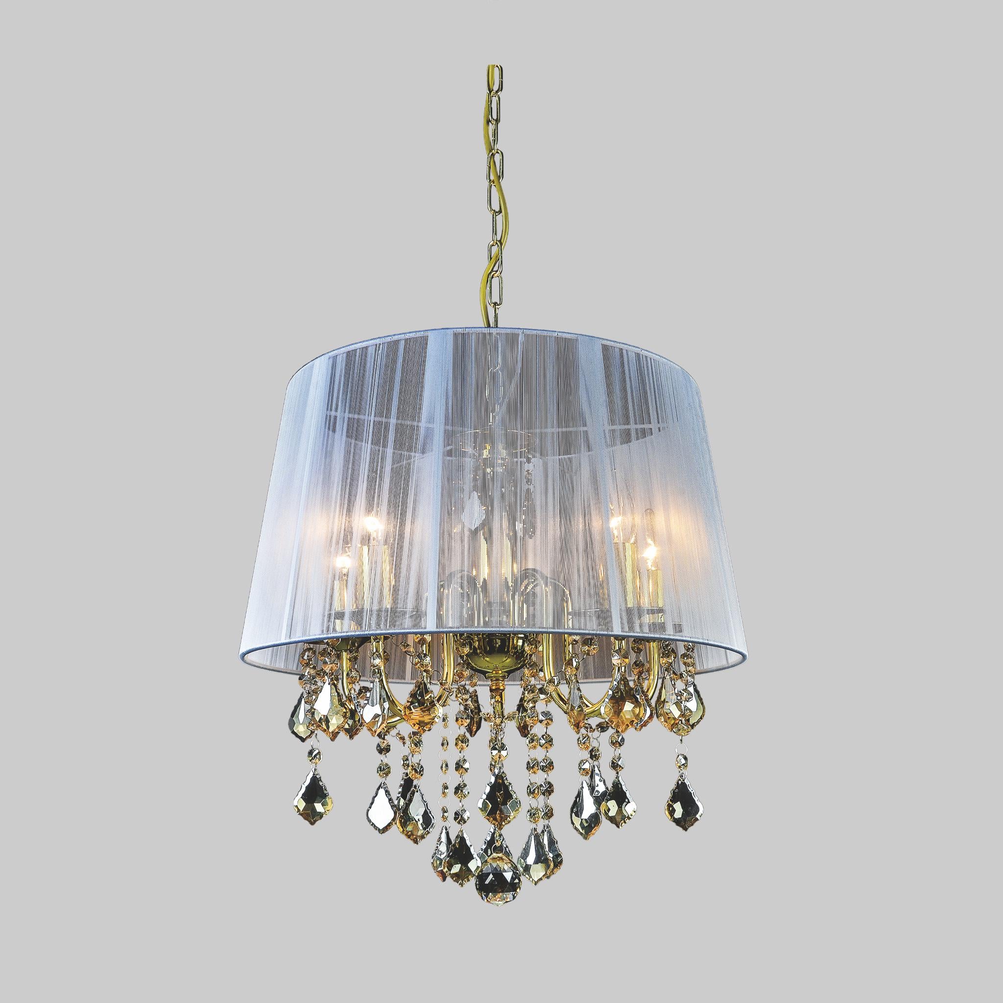 Люстра Classic с белым плафоном на 5 ламп Золотой