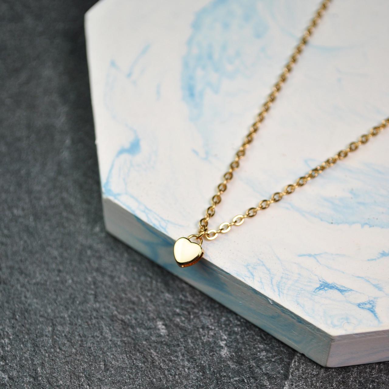 Кулон маленькое сердце на цепочке медицинская сталь позолота (x205-2)