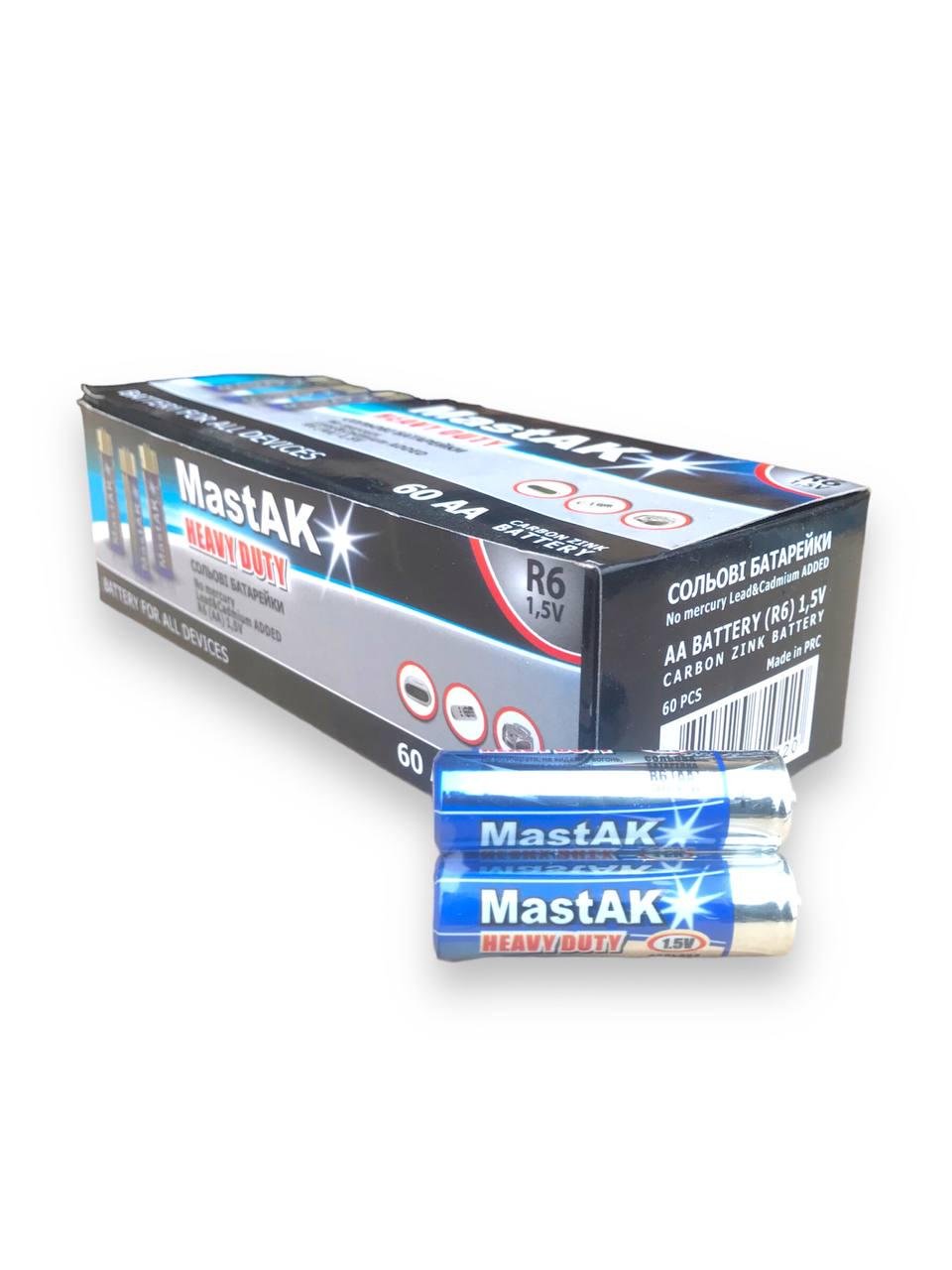 Батарейки сольові MastAK 60АА R6 пальчикові 1,5 V 60 шт. (00000005298)