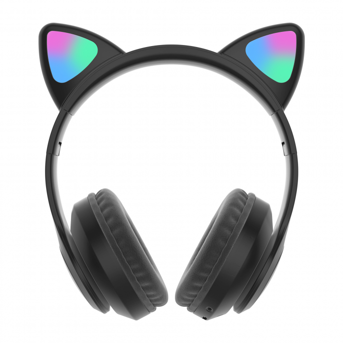 Наушники беспроводные STN-28 LED с кошачьими ушками Черный (TVST5) - фото 3 Наушники беспроводные STN-28 LED с кошачьими ушками Черный (TVST5) - фото 3