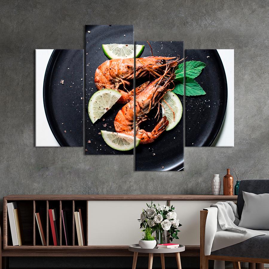 Настенний декор Креветки с лаймом и мятой 129x90 см (A545-4)