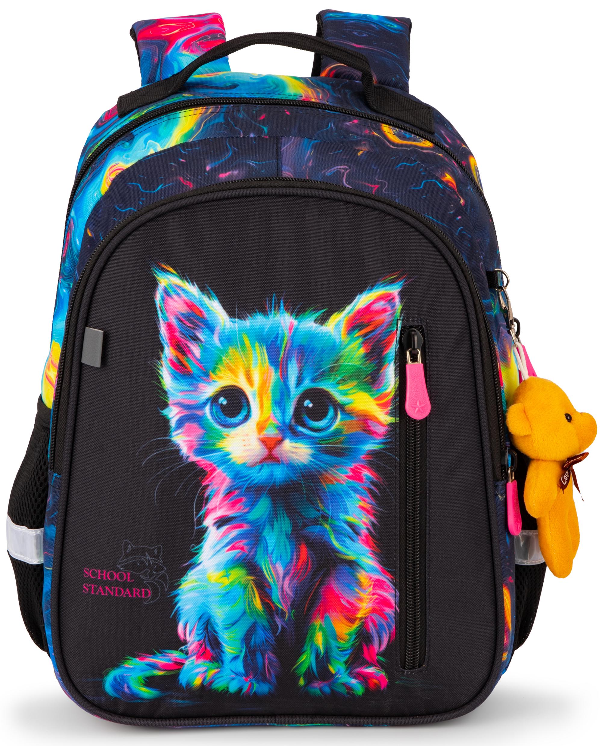 Школьный рюкзак для девочки в 1 класс School Standard Кот с ортопедической спинкой 38х28х16 см (160-18) - фото 2