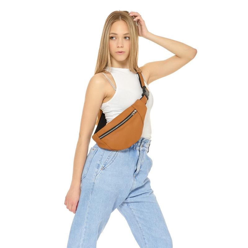 Сумка бананка поясная Sambag Soho BSS с натуральной кожи 33x14x5 см Рыжий