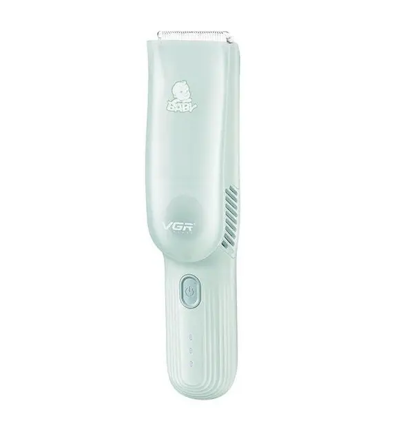 Машинка для стрижки детей бесшумная с вытяжкой VGR V-155 4 безопасные насадки IPX8 Зеленый