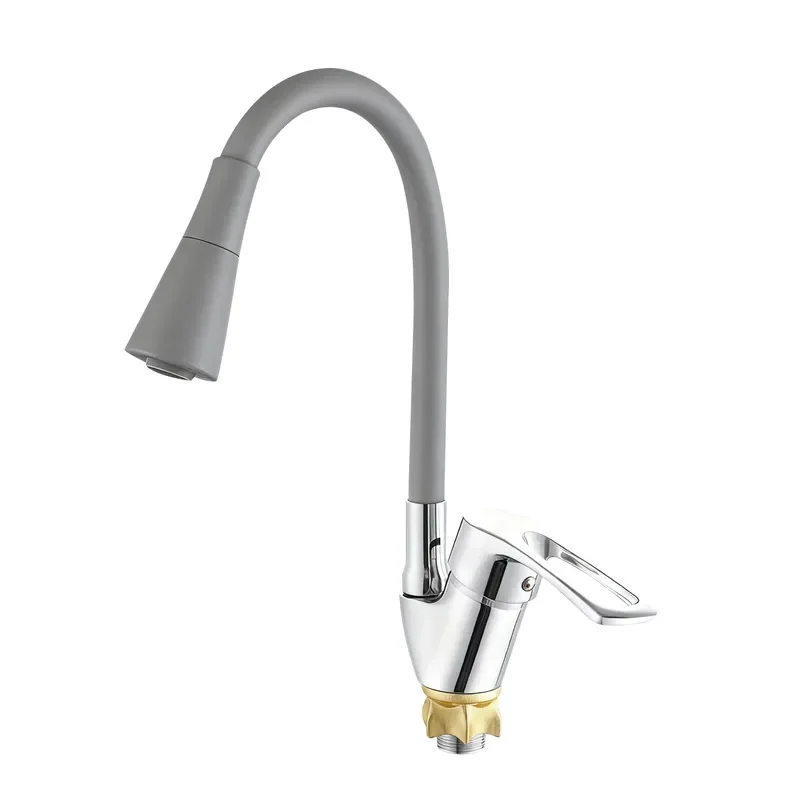 Смеситель для кухни Zerix YUT 181 Reflector с силиконовым изливом Grey (ZX5984)
