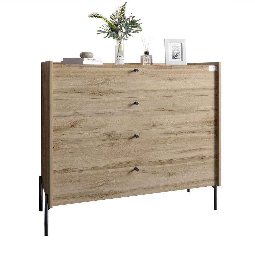 Комод с 4 ящиками Lion Wood с черными ножками 100х90х45 см Дуб Аппалачи (000-000-1944) - фото 2