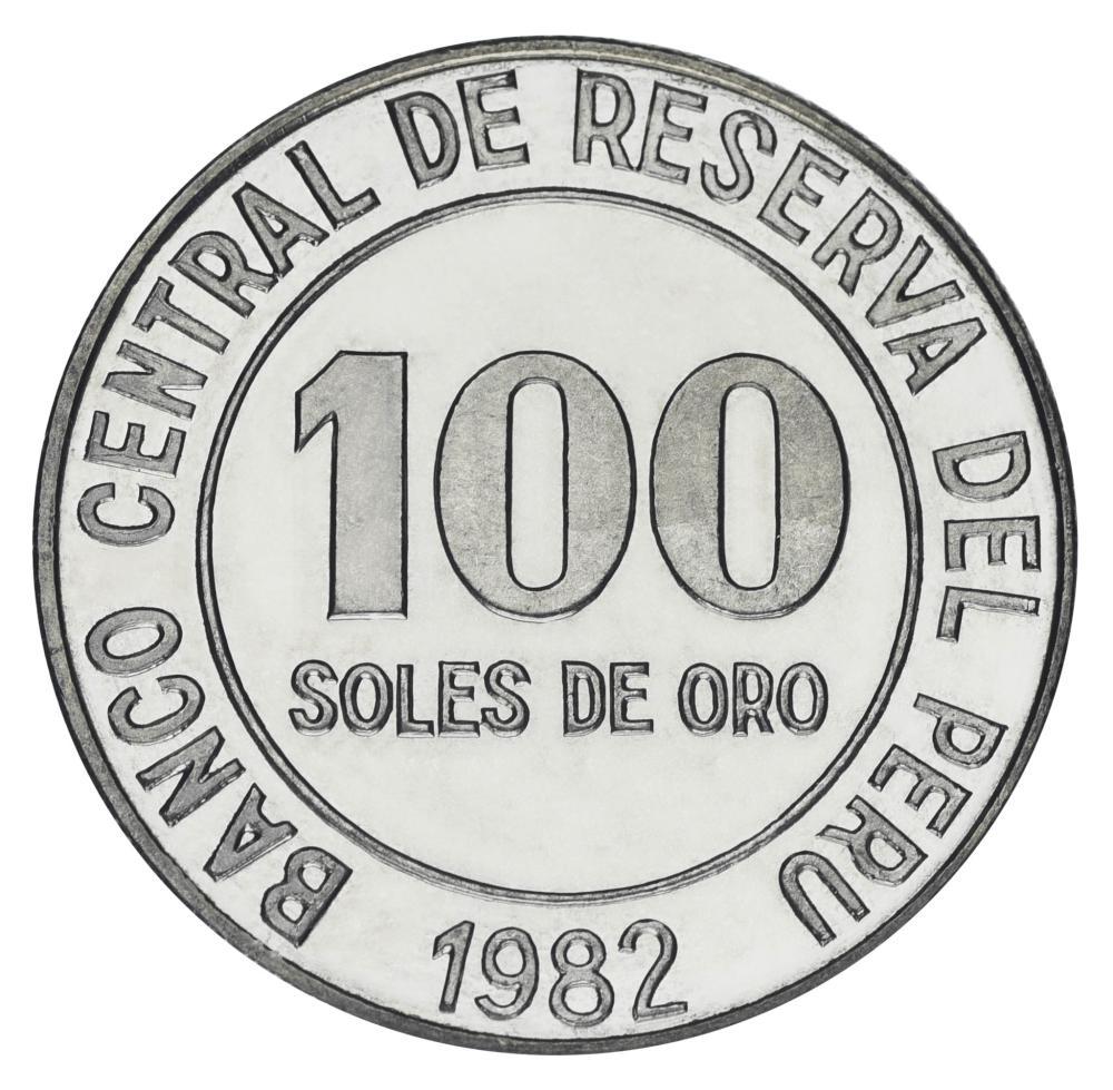 Коллекционная монета Перу 100 солей 1982 UNC (М19122) Коллекционная монета Перу 100 солей 1982 UNC (М19122)
