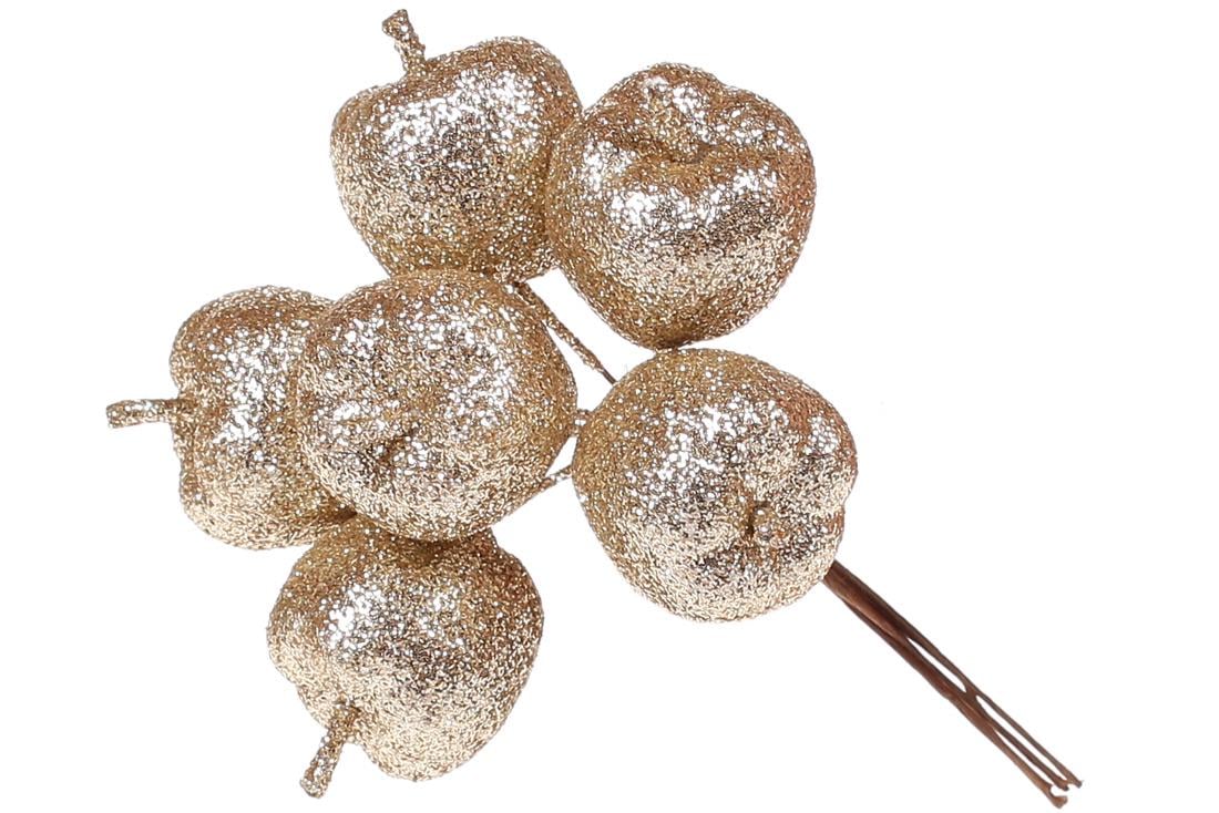 Декоративный букетик яблок Bonadi 6 шт. 12 см Шампань (839-275)