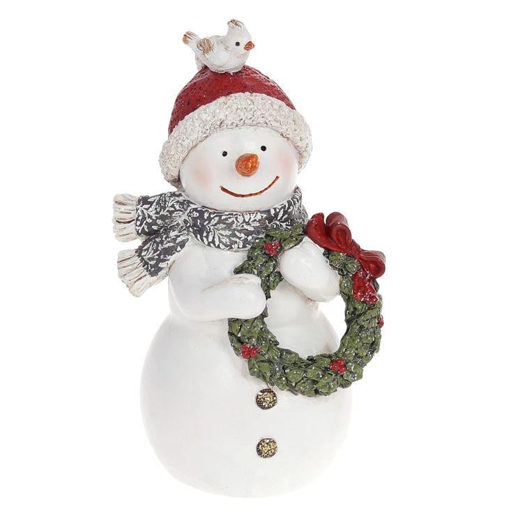 Декоративная статуэтка Bonadi Снеговик с веночком 16 см (218-254)