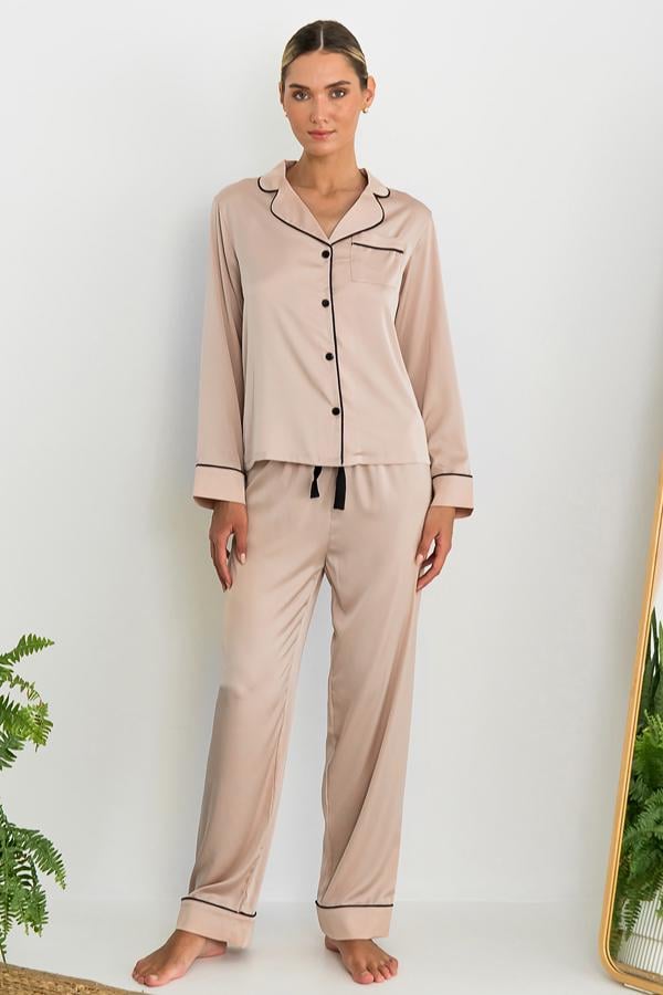 Пижамный костюм шелковый Forly с брюками XL Beige Peach (SH0009-01-69_XL)