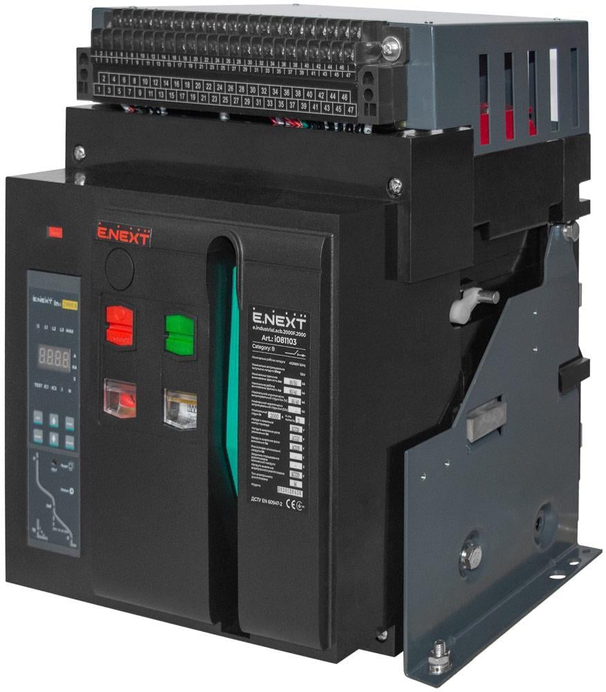 Выключатель воздушный автоматический E.NEXT e.industrial.acb.2000F.2000 3Р 2000А 80кА стационарный/мотор-привод (i081103)