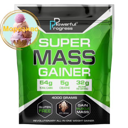 Гейнер высокобелковый для набора массы Powerful Progress Mass Gainer Мороженое 4 кг (7446) - фото 1