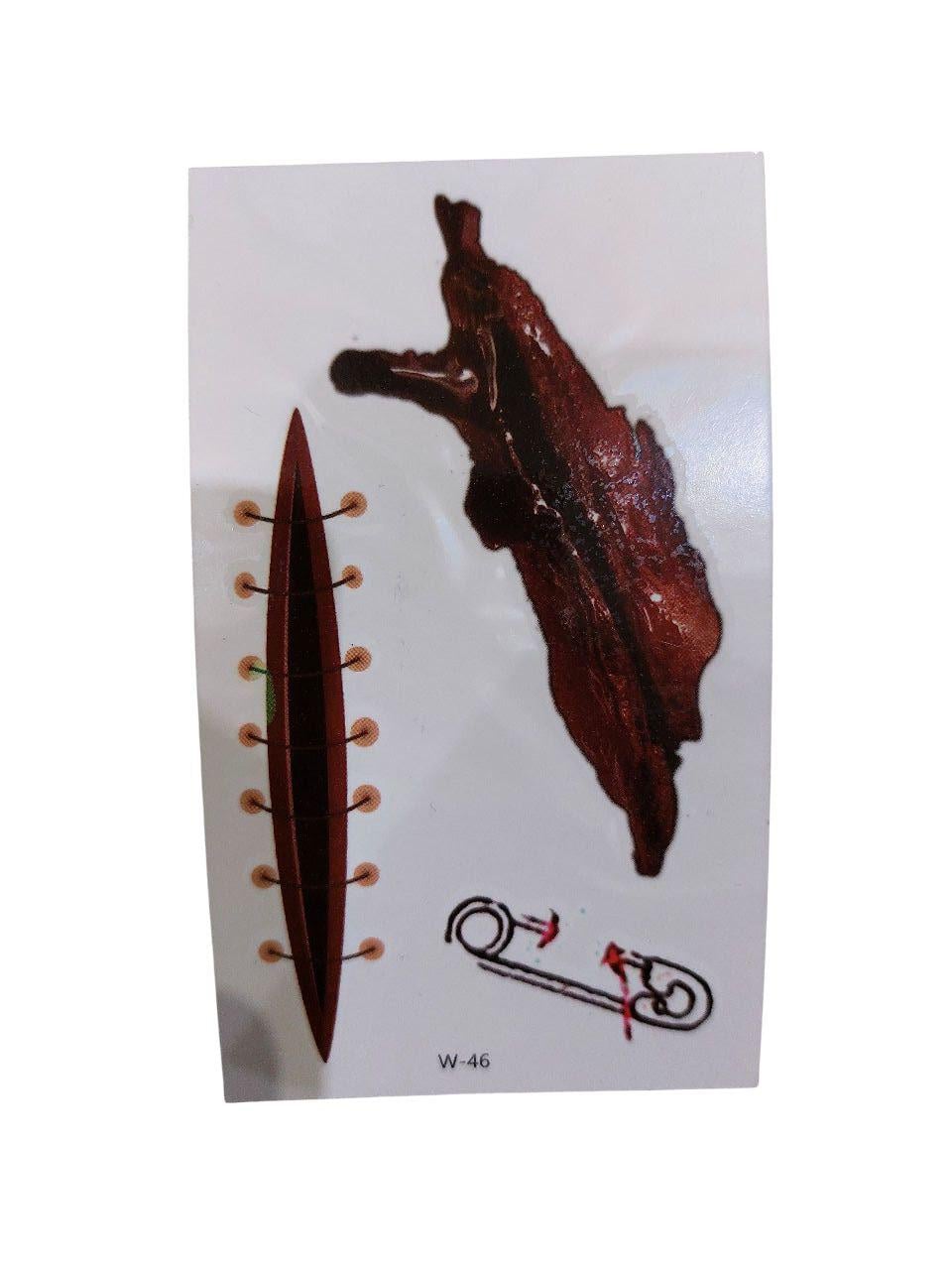 Наклейки тату на Хэллоуин на тело раны 10x6 см Красный (900044)