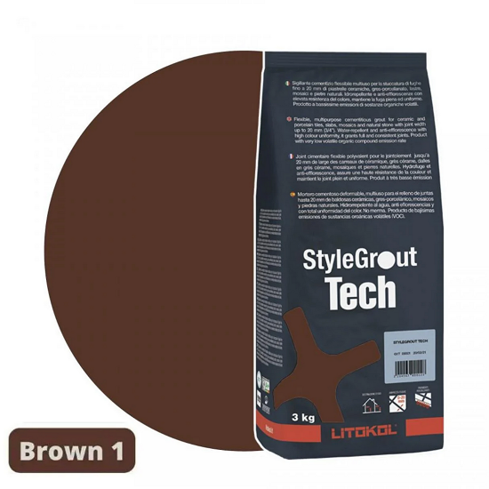 Затирка для плитки цементная Litokol StyleGrout Tech 0-20 3 кг Brown 1 (SGTCHBRW10063) - фото 1