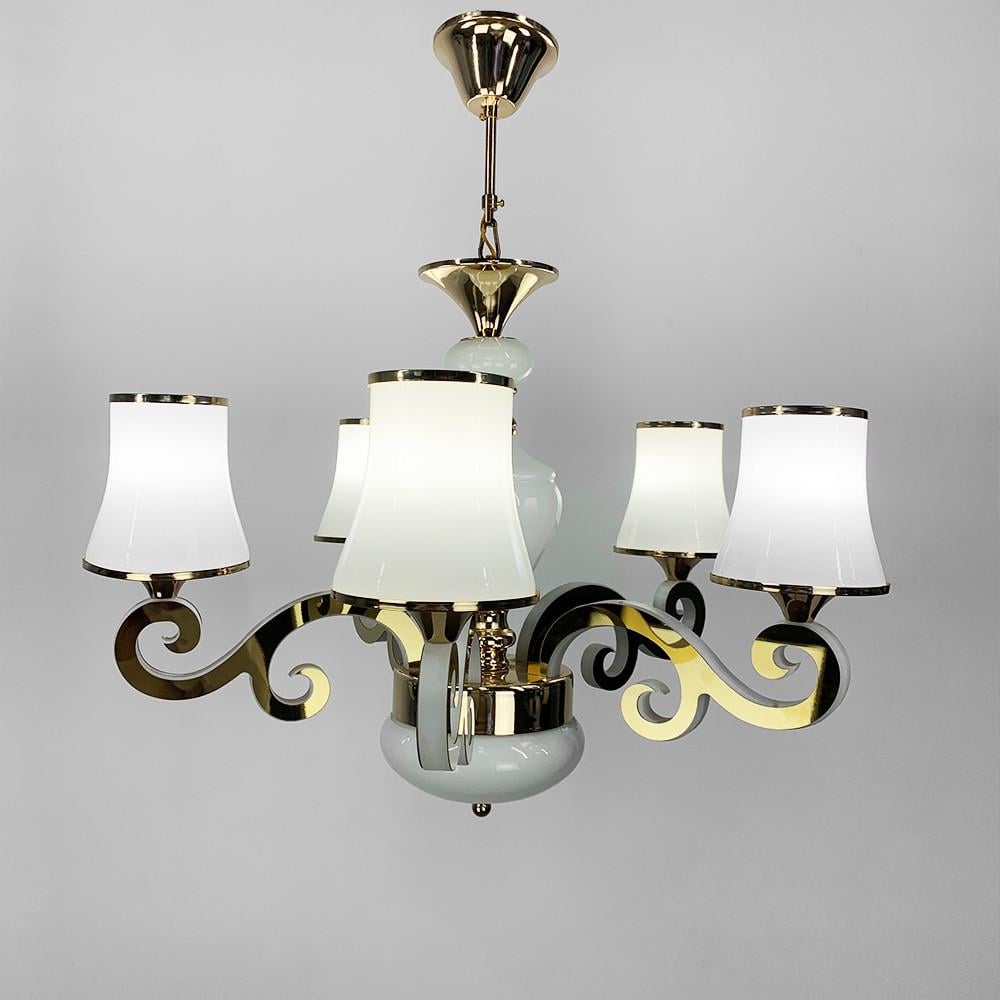 Люстра со светодиодными 5 белыми плафонами Золотой (86607/5 GD)