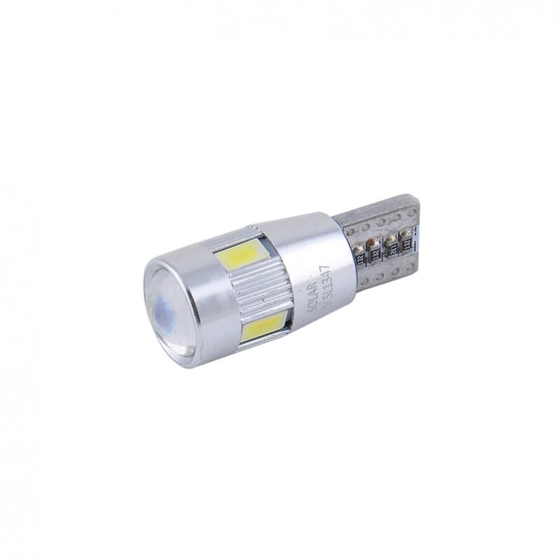Світлодіодні Led автолампи Solar Premium Line 12 В T10 W2,1x9,5d 6SMD 5730 + lens Canbus White