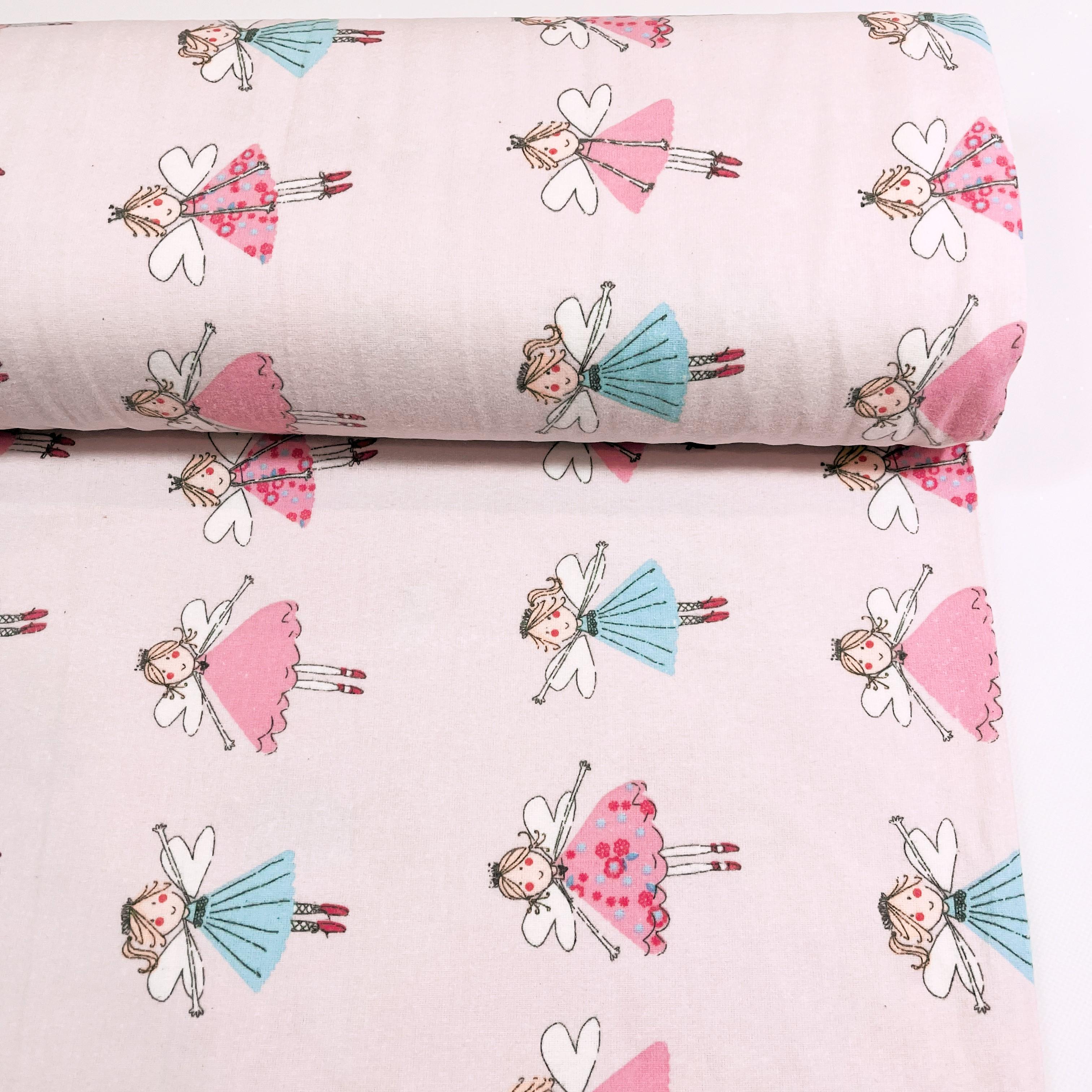 Ткань для постельного белья фланель феи хлопок 240 см Розовый (08316/1)