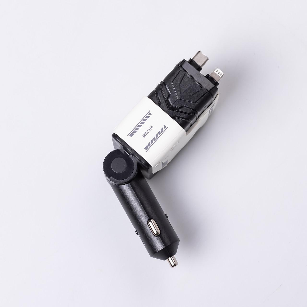 Зарядний пристрій автомобільний Mecha з висувними кабелями та портами USB/Type-C Білий (6833) - фото 13 Зарядний пристрій автомобільний Mecha з висувними кабелями та портами USB/Type-C Білий (6833) - фото 13