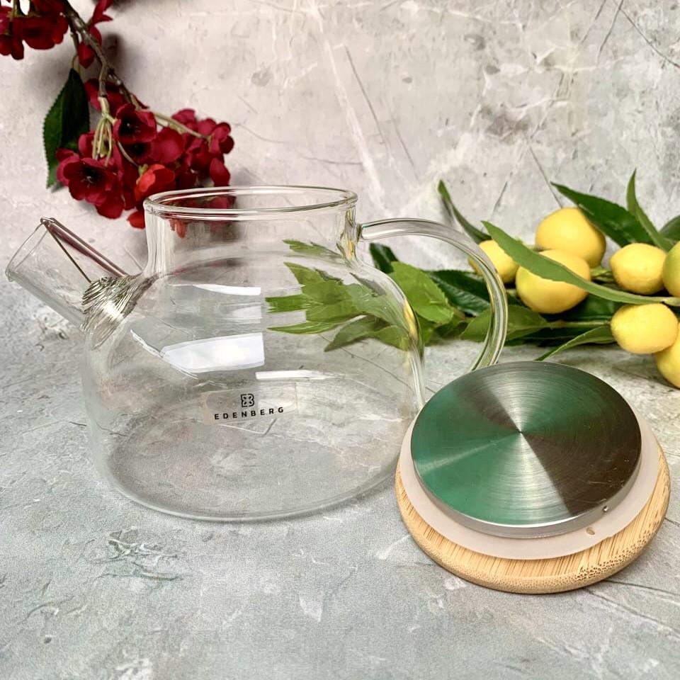 Заварочный чайник с бамбуковой крышкой Edenberg EB-19028 1100 мл (2530556739) - фото 4