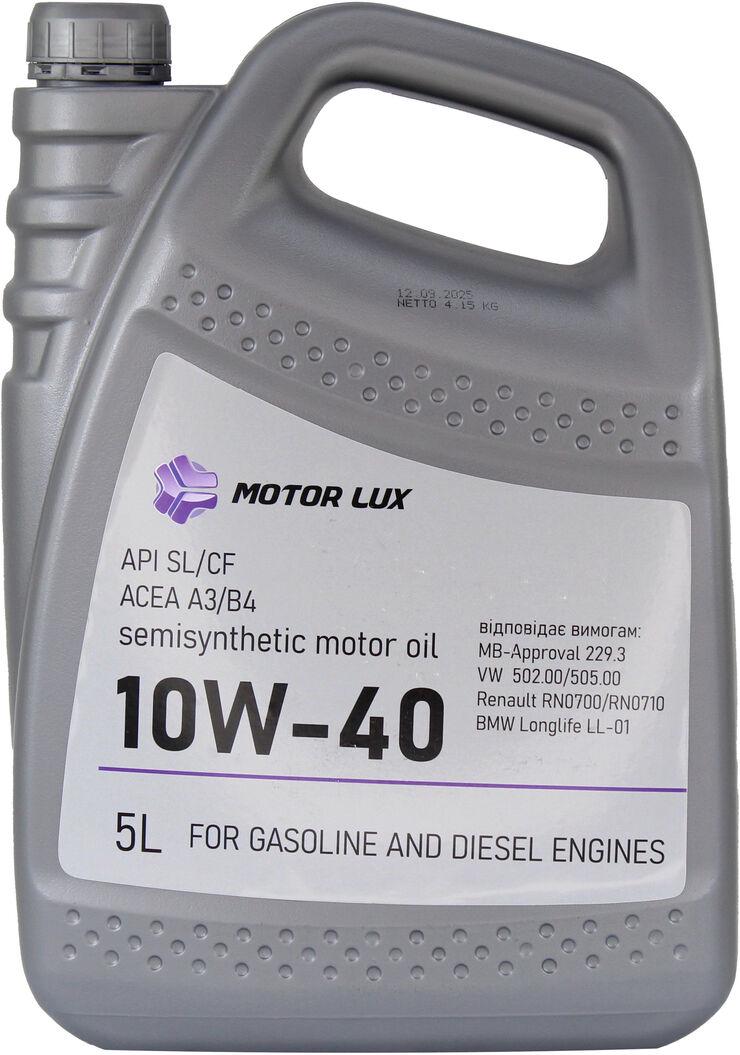 Моторное масло Motor lux Semisynthetic бензин/дизель 10W-40 5 л (1408300)