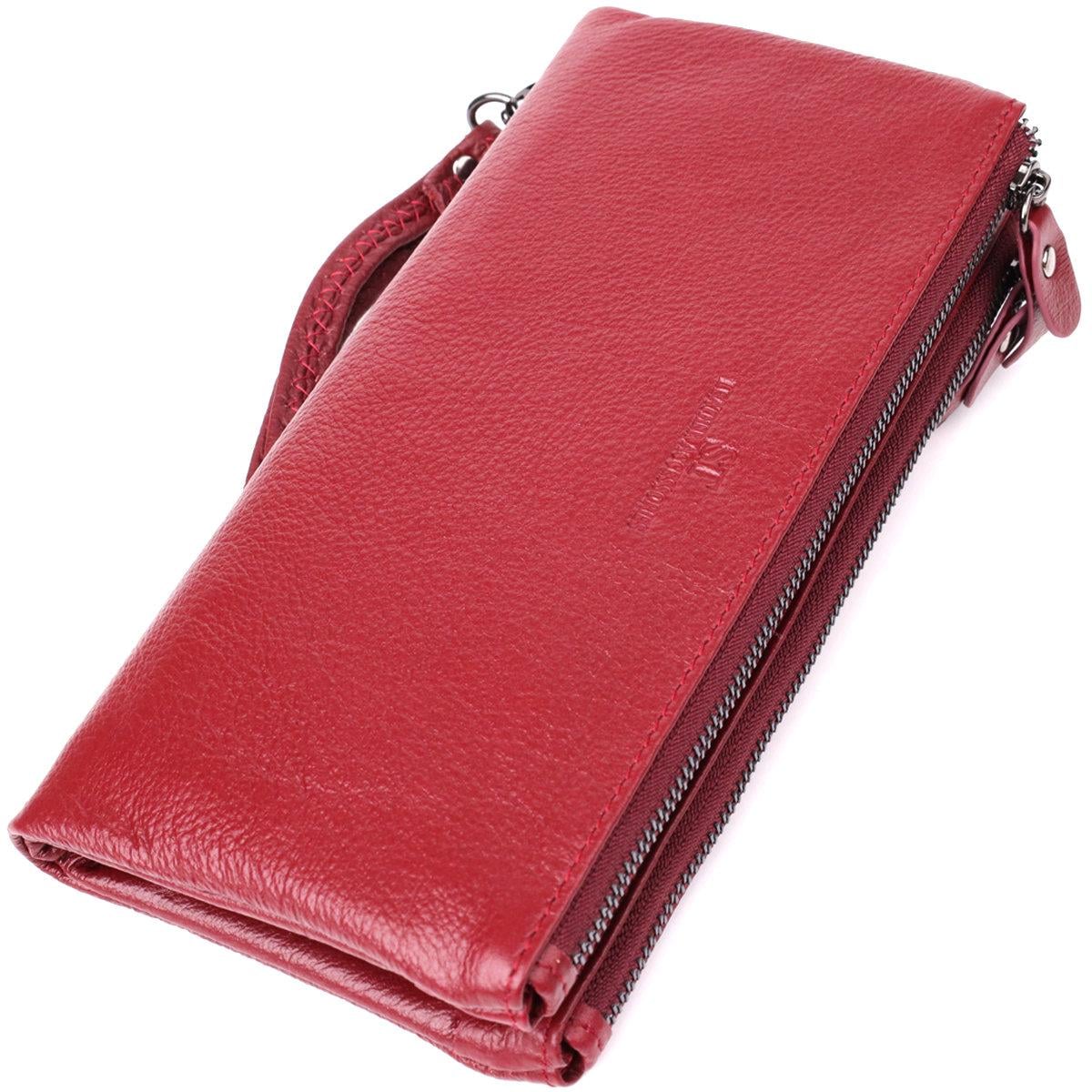 Кошелек женский ST Leather 23108 на три отделения с отделением для телефона из натуральной кожи Бордовый (168-136-23108)