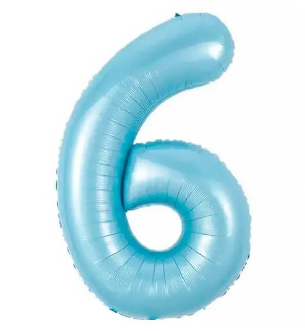 Шарик Цифра 6 40 см Голубой (10819982)