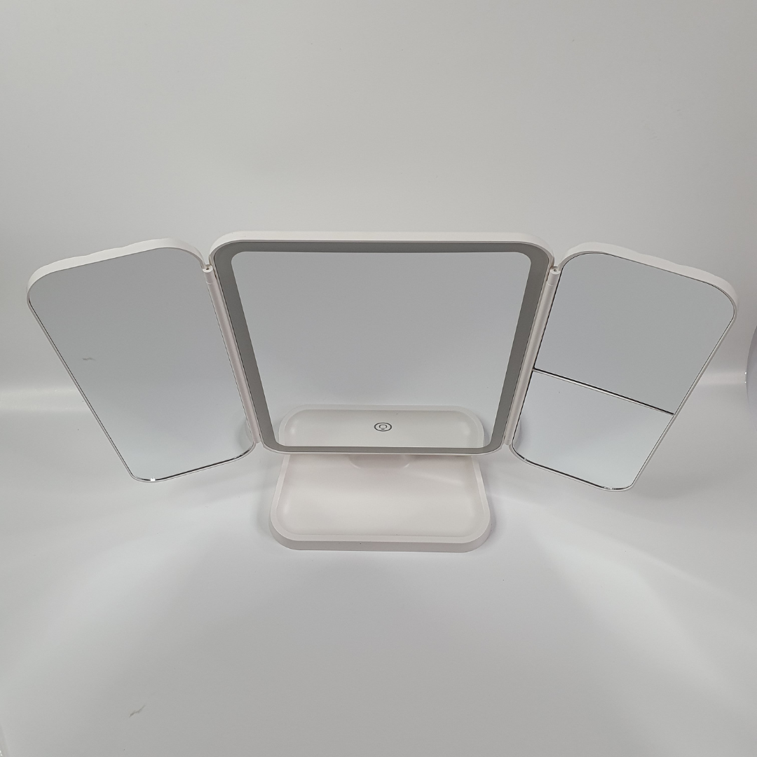 Зеркало настольное косметическое складное с подсветкой на подставке (XR-3300-White)