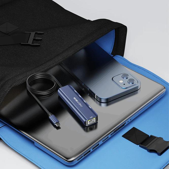 USB-хаб Acasis DS-7NV5 USB Type-C 5 in 1 с LAN портом Голубой (2279) - фото 4 USB-хаб Acasis DS-7NV5 USB Type-C 5 in 1 с LAN портом Голубой (2279) - фото 4