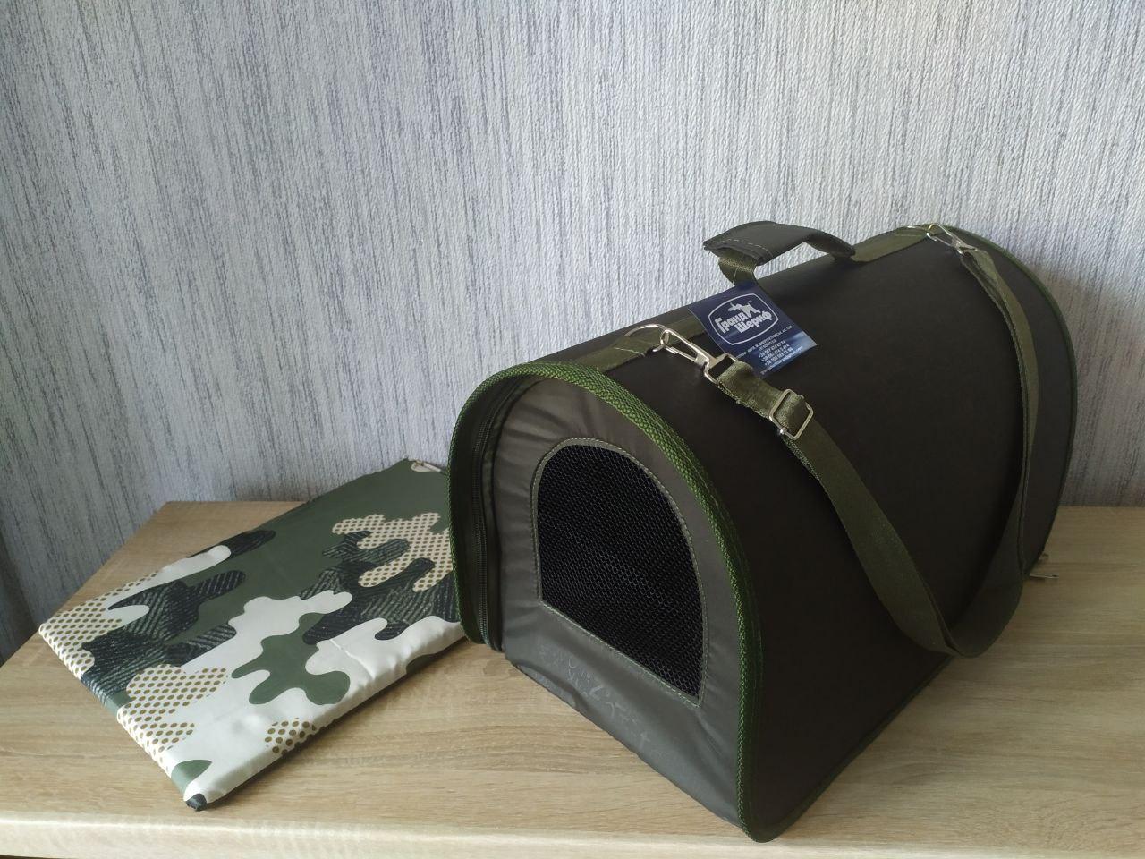 Сумка-переноска тунель р. 3 з матрациком 40,5х26х30,5 см Хакі - фото 1 Сумка-переноска тунель р. 3 з матрациком 40,5х26х30,5 см Хакі - фото 1
