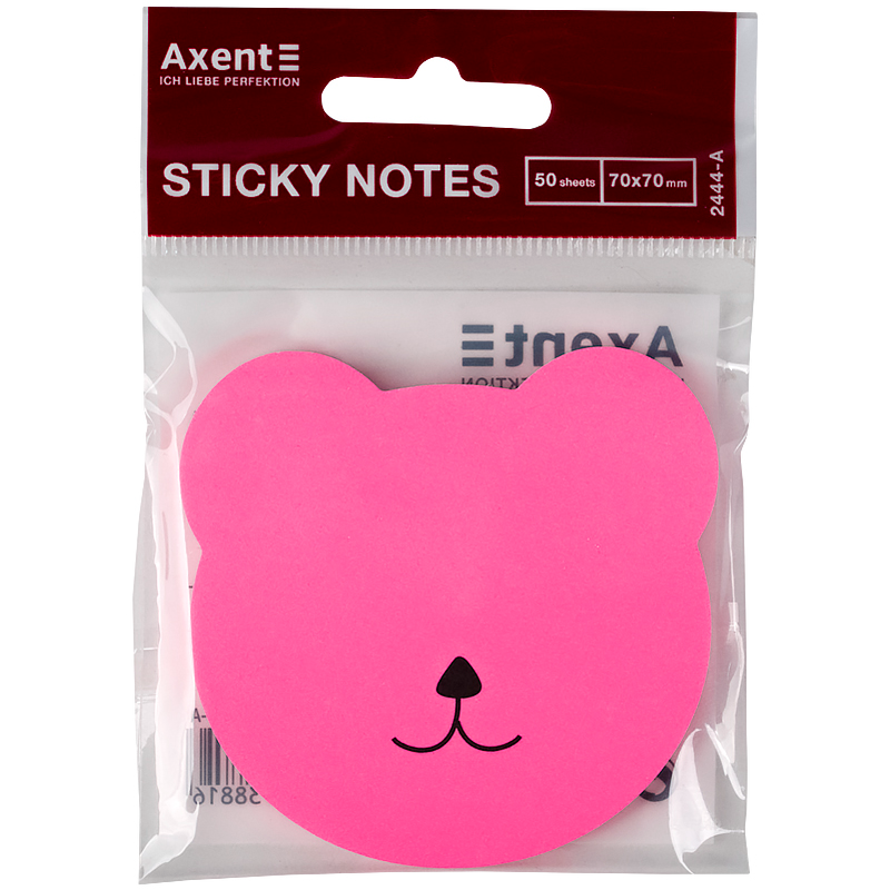 Бумага для заметок Axent Bear 70х70 мм 50 листов 2444-01-A Розовый (4251458738816)