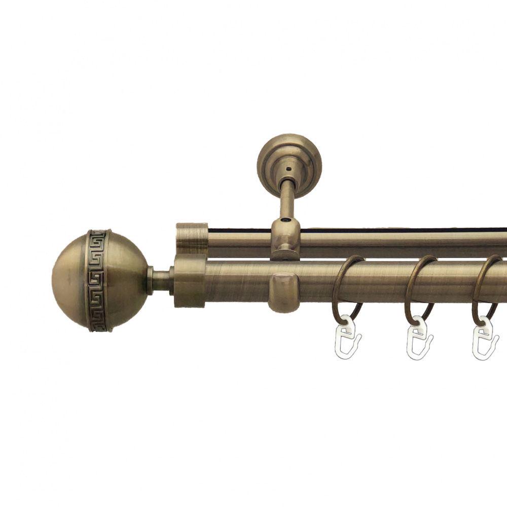 Карниз Orvit Таврика металевий дворядний опозитний гладка/профільна труба кільце металеве 25/19 мм 200 см Антик (7524133)