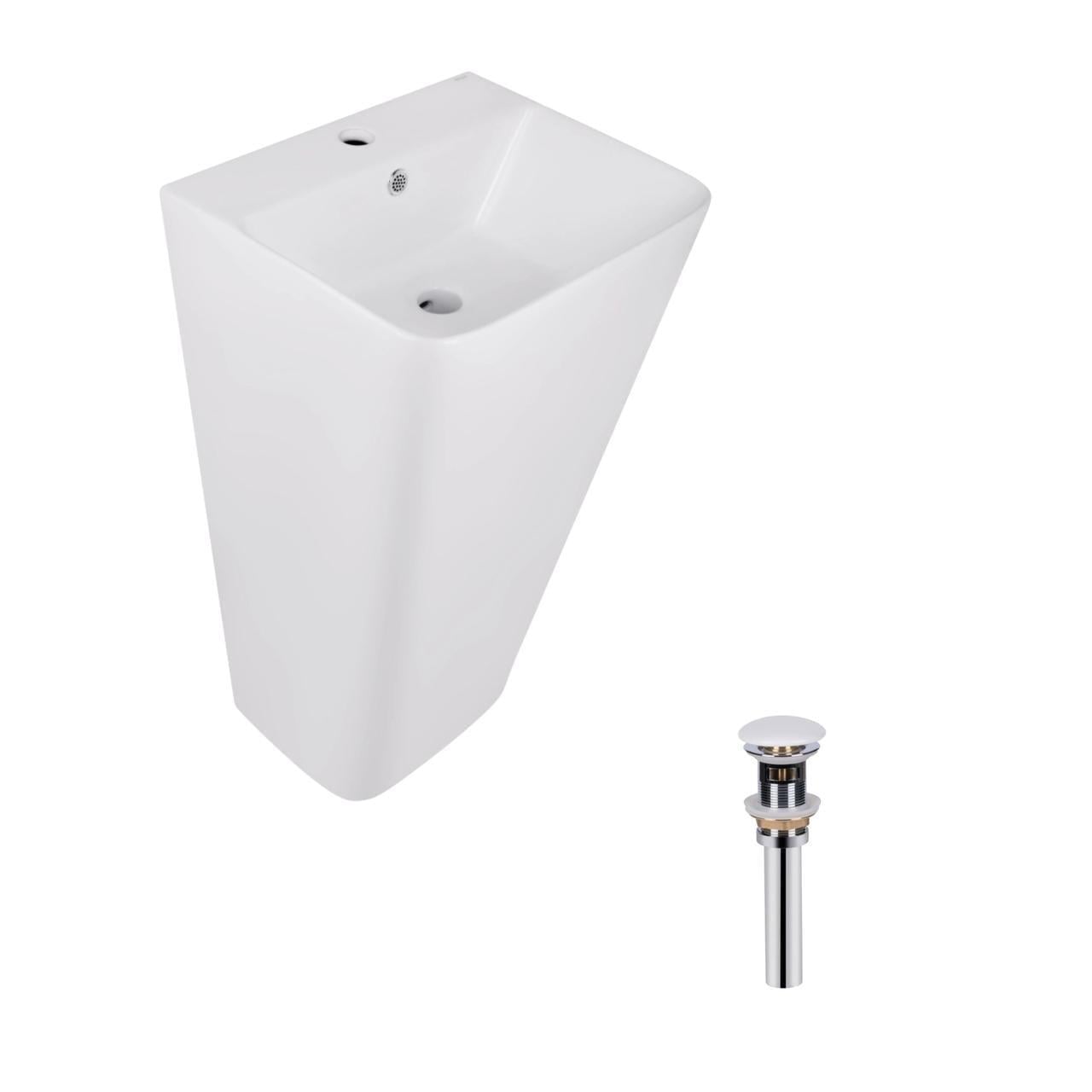 Комплект Qtap Tern раковина напольная моноблок с донным клапаном PU02O 440x380x830 мм White (2611678600)