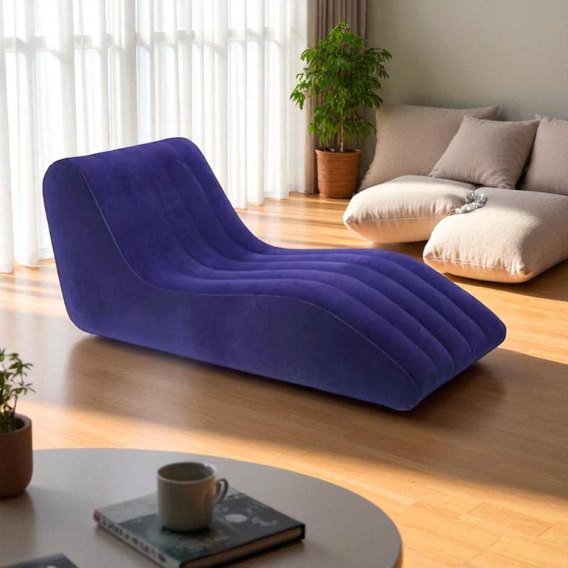 Надувное кресло с насосом S-образной формы Синий (160х90х60 см) - фото 2 Надувное кресло с насосом S-образной формы Синий (160х90х60 см) - фото 2