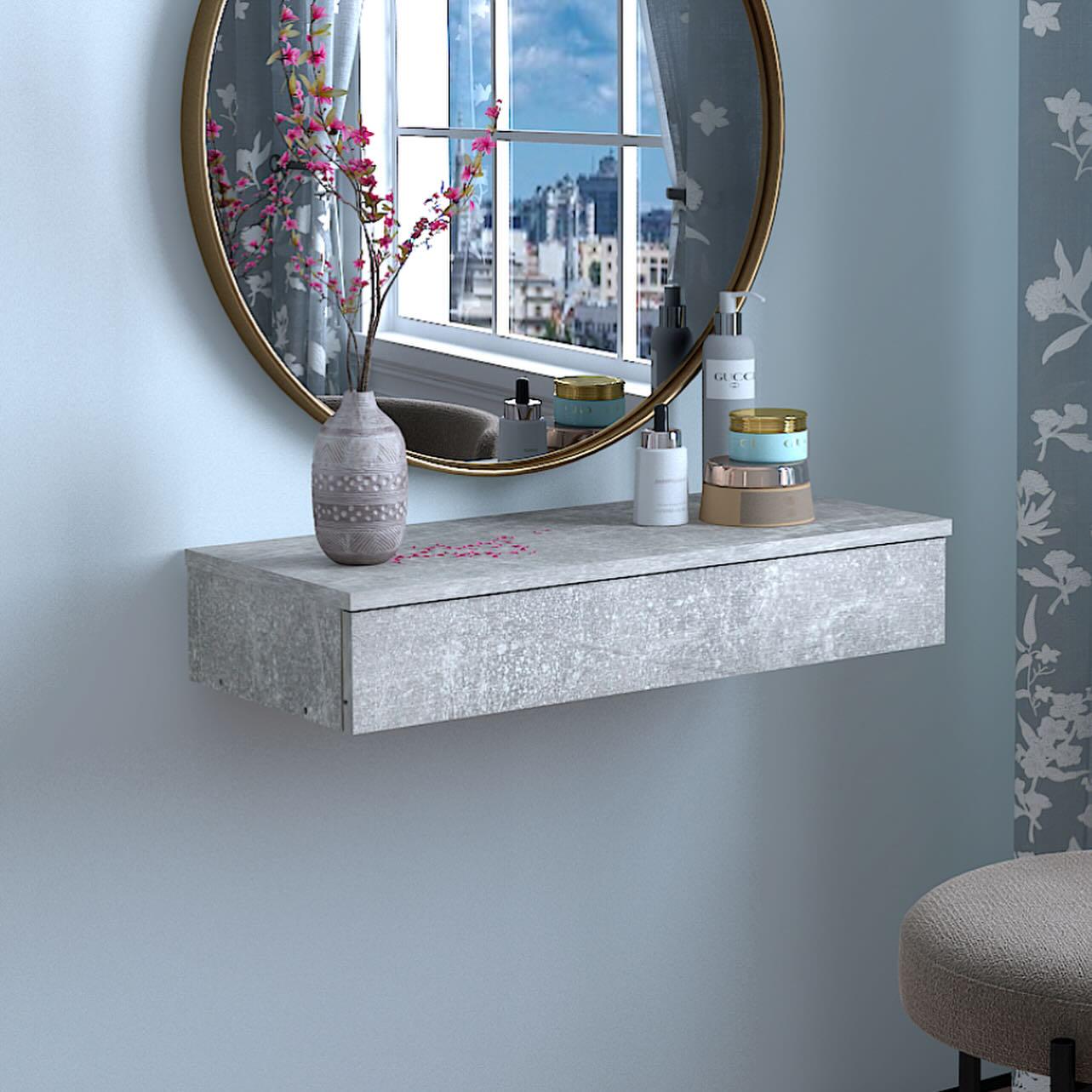 Стол туалетный подвесной Стела 1 700х310х130 мм Бетон - фото 1 Стол туалетный подвесной Стела 1 700х310х130 мм Бетон - фото 1