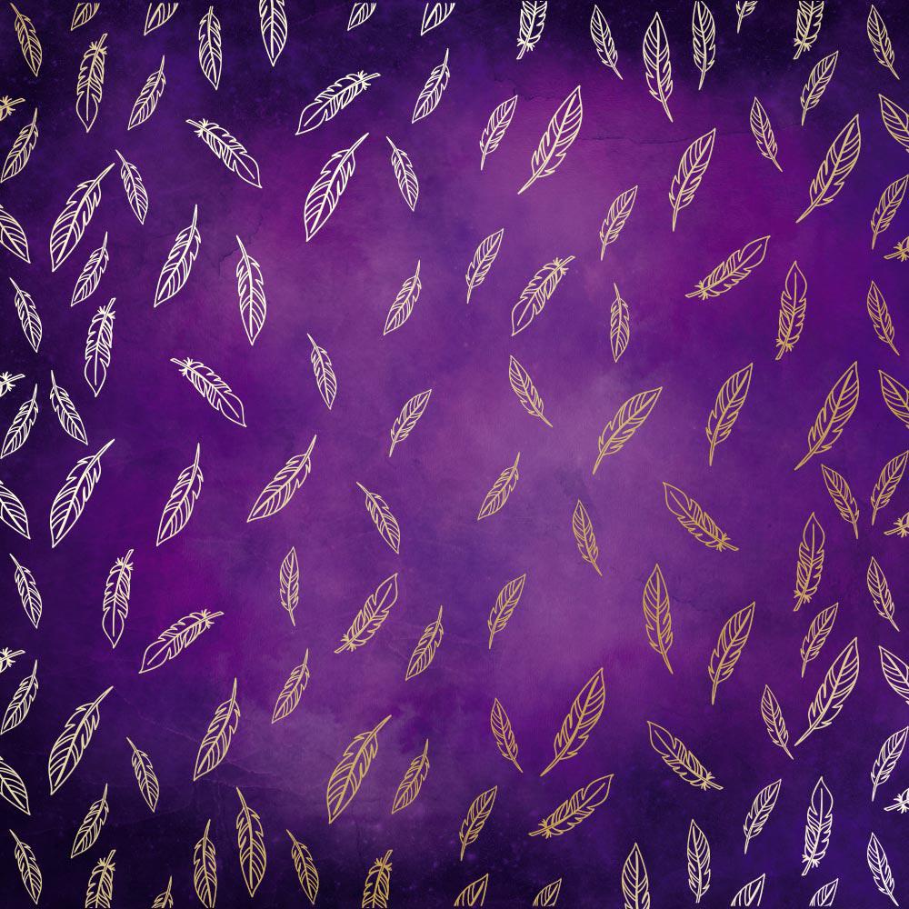 Лист бумаги односторонний Golden Feather с фольгированием 30,5х30,5 см Violet/Aquarelle