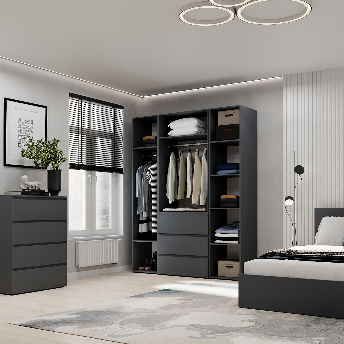 Шкаф распашной комбинированный ART IN HEAD №1 Light 1600x500x2200 мм Графит серый (GALTK017000000) - фото 4 Шкаф распашной комбинированный ART IN HEAD №1 Light 1600x500x2200 мм Графит серый (GALTK017000000) - фото 4